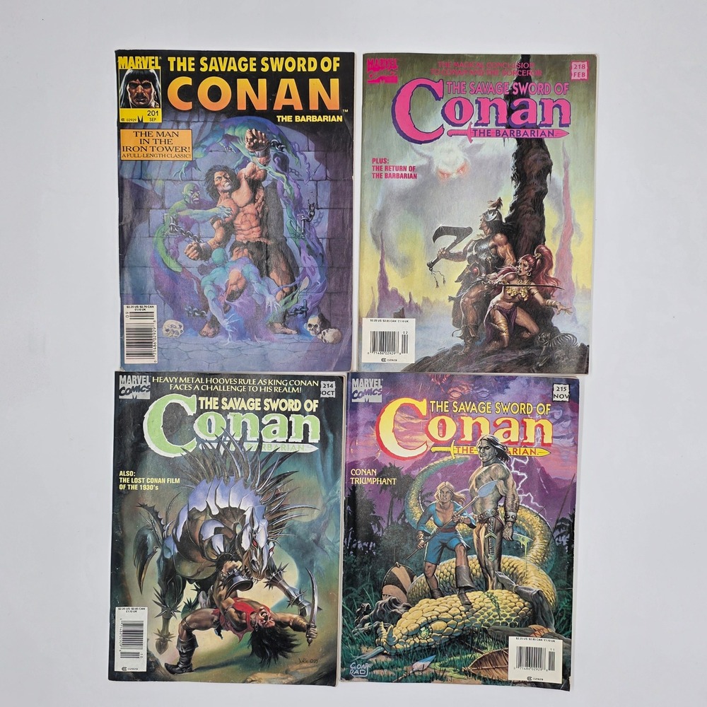 Savage Sword of Conan the Barbarian Marvel Magazine Lot Issues 201 214 215 218